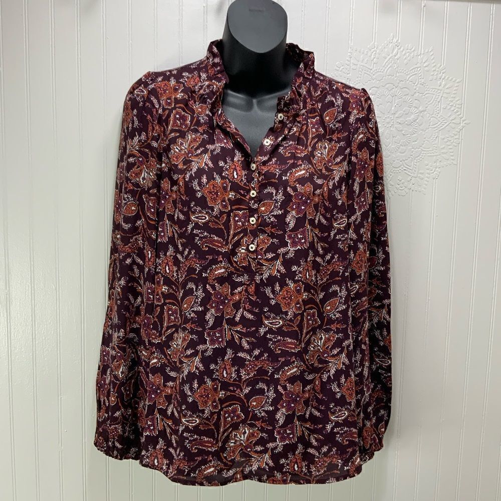 LOFT long sleeve floral blouse